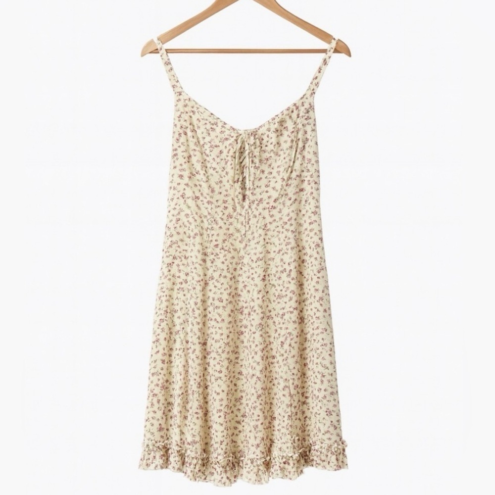 Denim & Supply Ralph Lauren Micro Floral Lace-Up Sundress Sz S Cream Rose Print